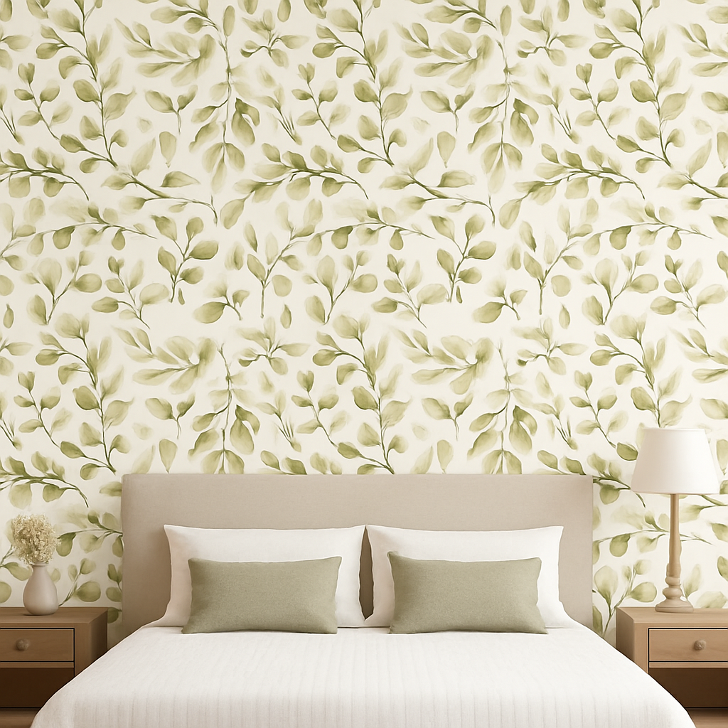 Natural Breeze: Soft Green Leaf Wallpaper