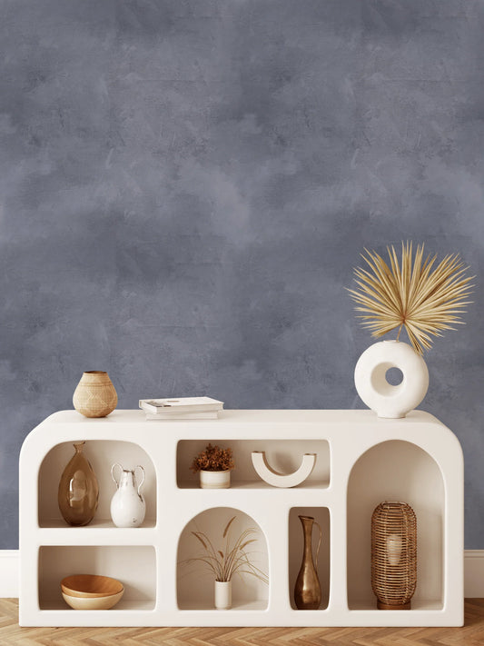 Antique Blue Limewash Wallpaper