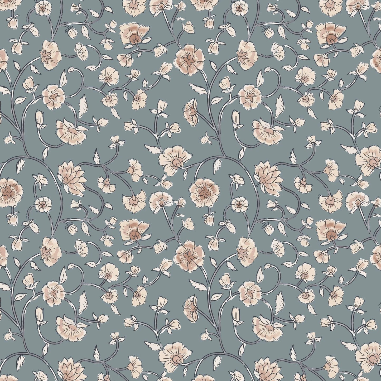 Blue Vintage Floral Peel and Stick Wallpaper