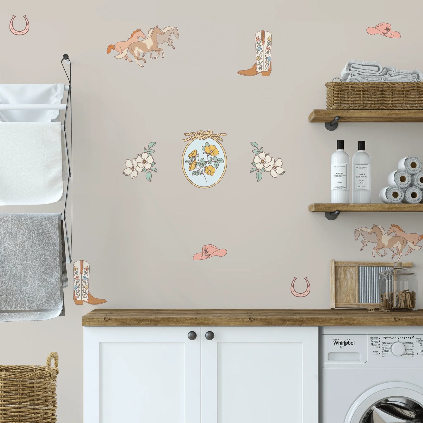 Boots and Blooms Wall Stickers (Peel and Stick Decals)
