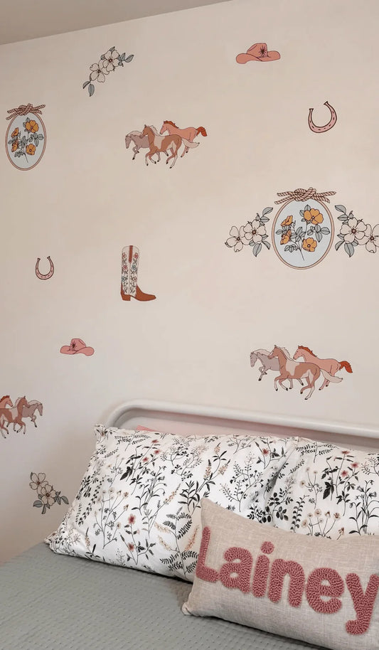 Boots and Blooms Wall Stickers (Peel and Stick Decals)