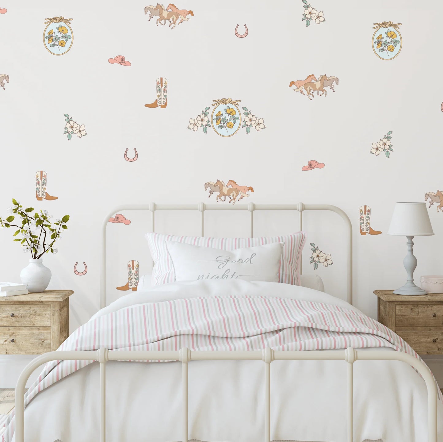 Boots and Blooms Wall Stickers (Peel and Stick Decals)