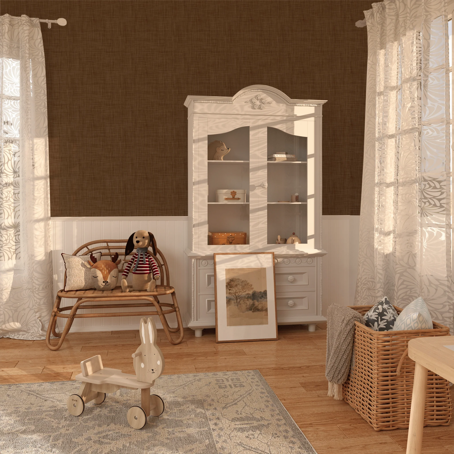 Brown Grasscloth Peel and Stick Wallpaper (Faux)