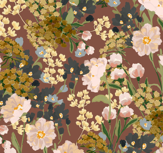 Burgundy Blooms Peel and Stick Wallpaper (Self-Adhesive)