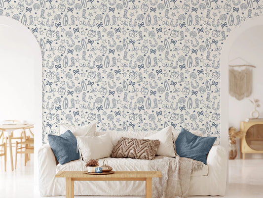 Coastal Cowgirl Peel and Stick Wallpaper (Blue)