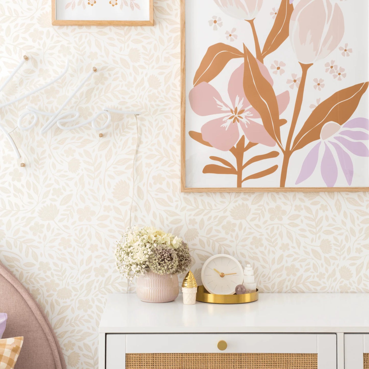 Cream Blossom Peel and Stick Wallpaper