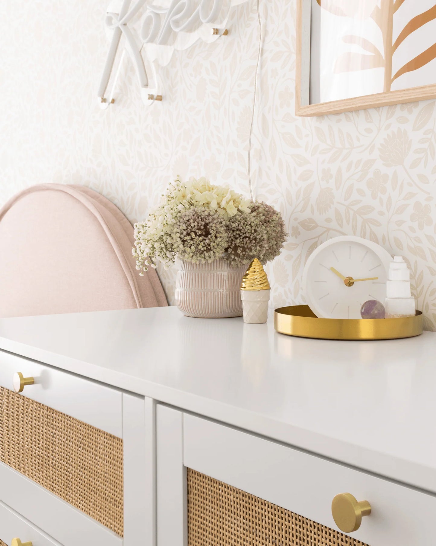 Cream Blossom Peel and Stick Wallpaper