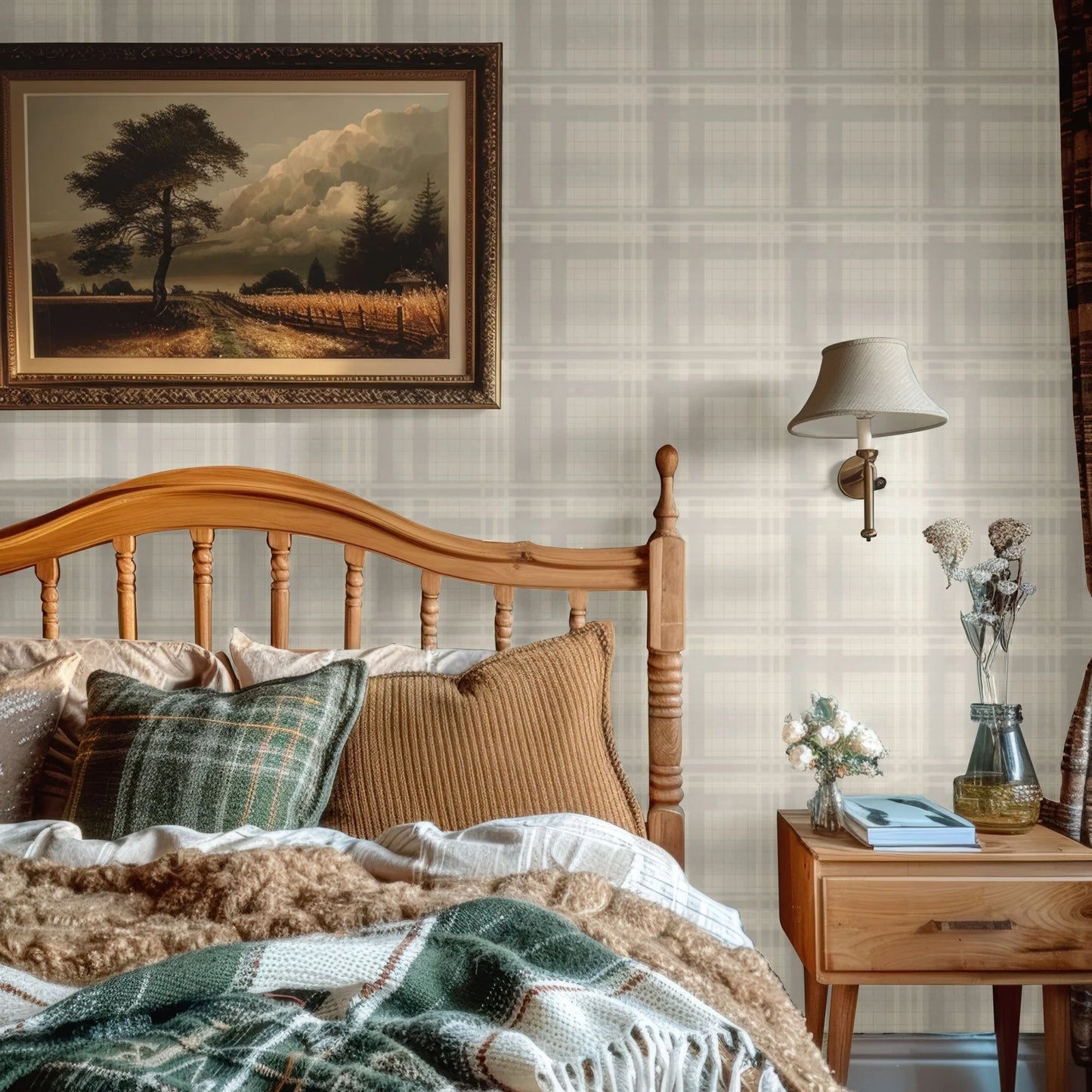 Cream Tartan Wallpaper