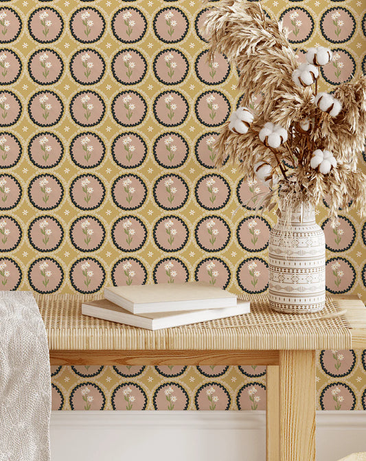 Dusty Pink Scallop Wallpaper