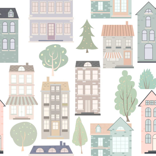 European Houses Peel and Stick Wallpaper