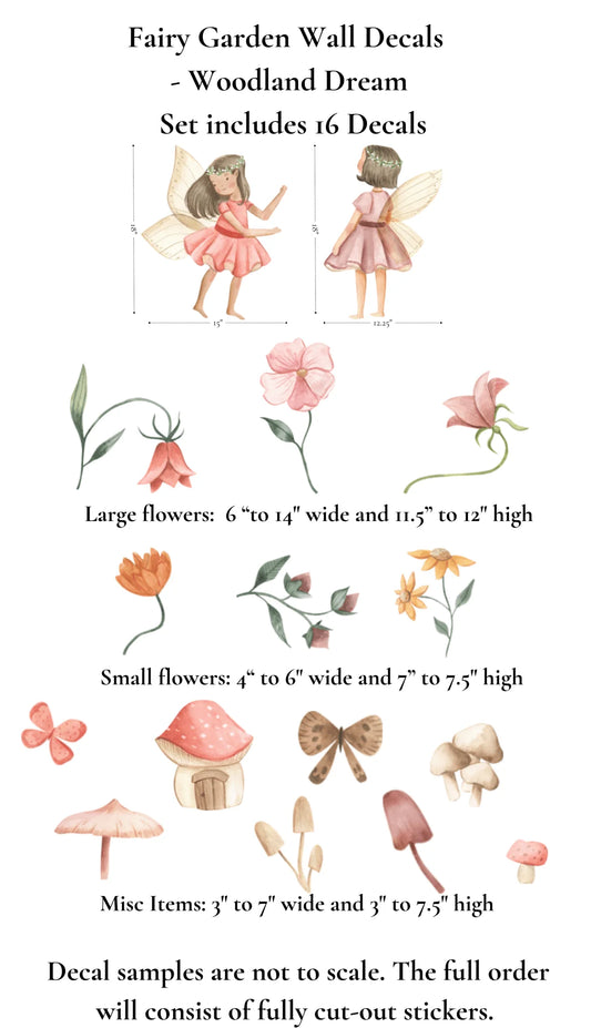 Fairy Garden Wall Stickers (Peel and Stick Decals)