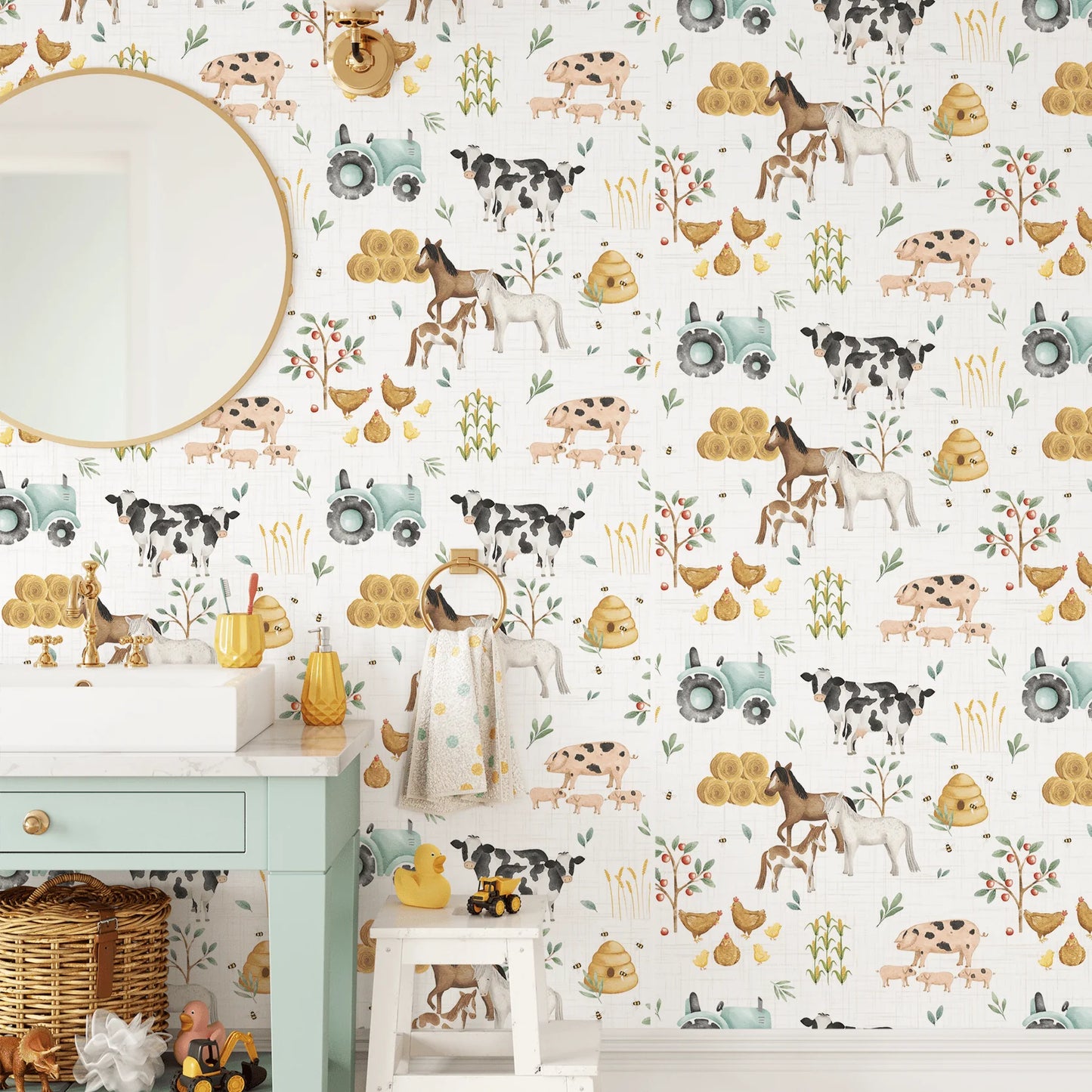 Farm Animals Removable Peel and Stick Wallpaper