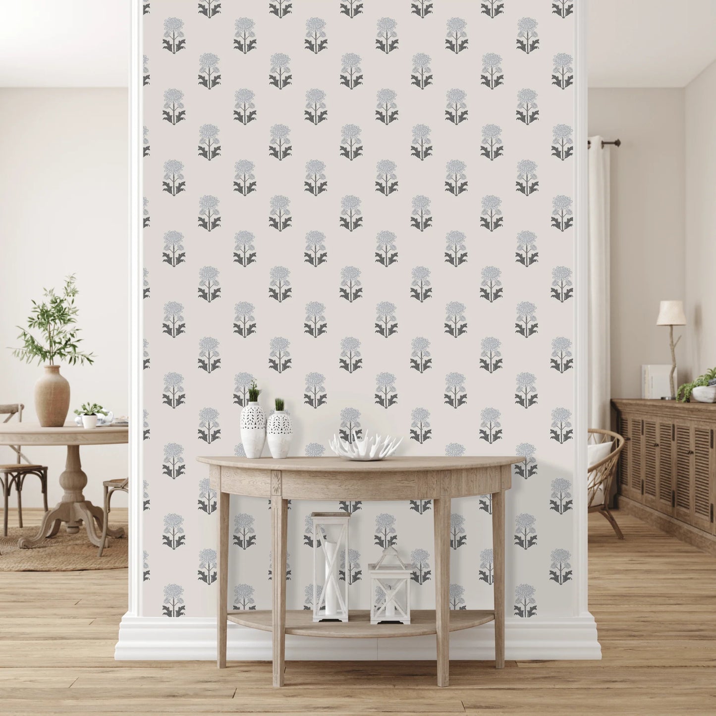 Floral Blueprint Peel and Stick Wallpaper