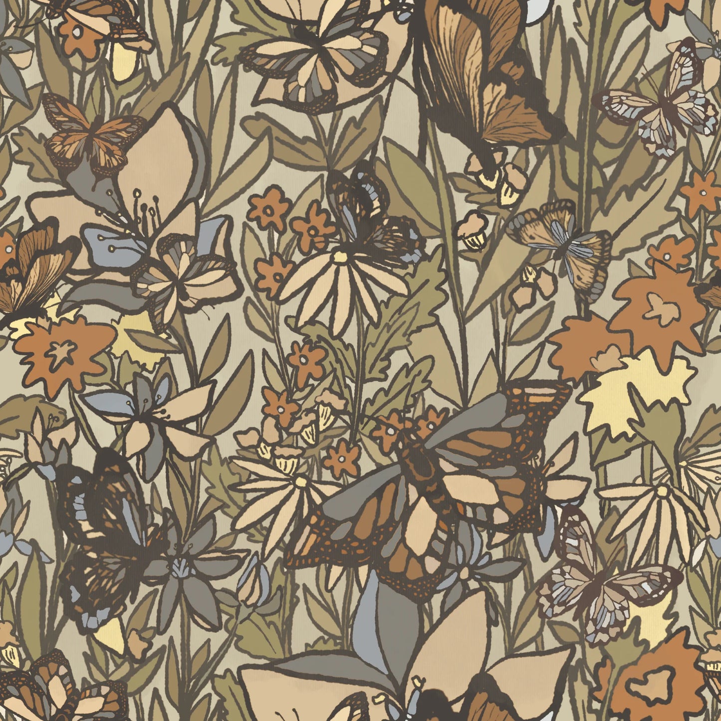 Floral Butterfly Peel and Stick Wallpaper (Self-Adhesive)