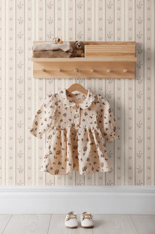 Floral Vertical Stripe Wallpaper (Easy Hang Wallpaper)