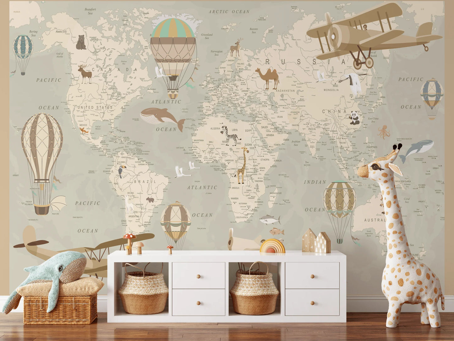 Kids Map of the World Peel and Stick Wall Mural