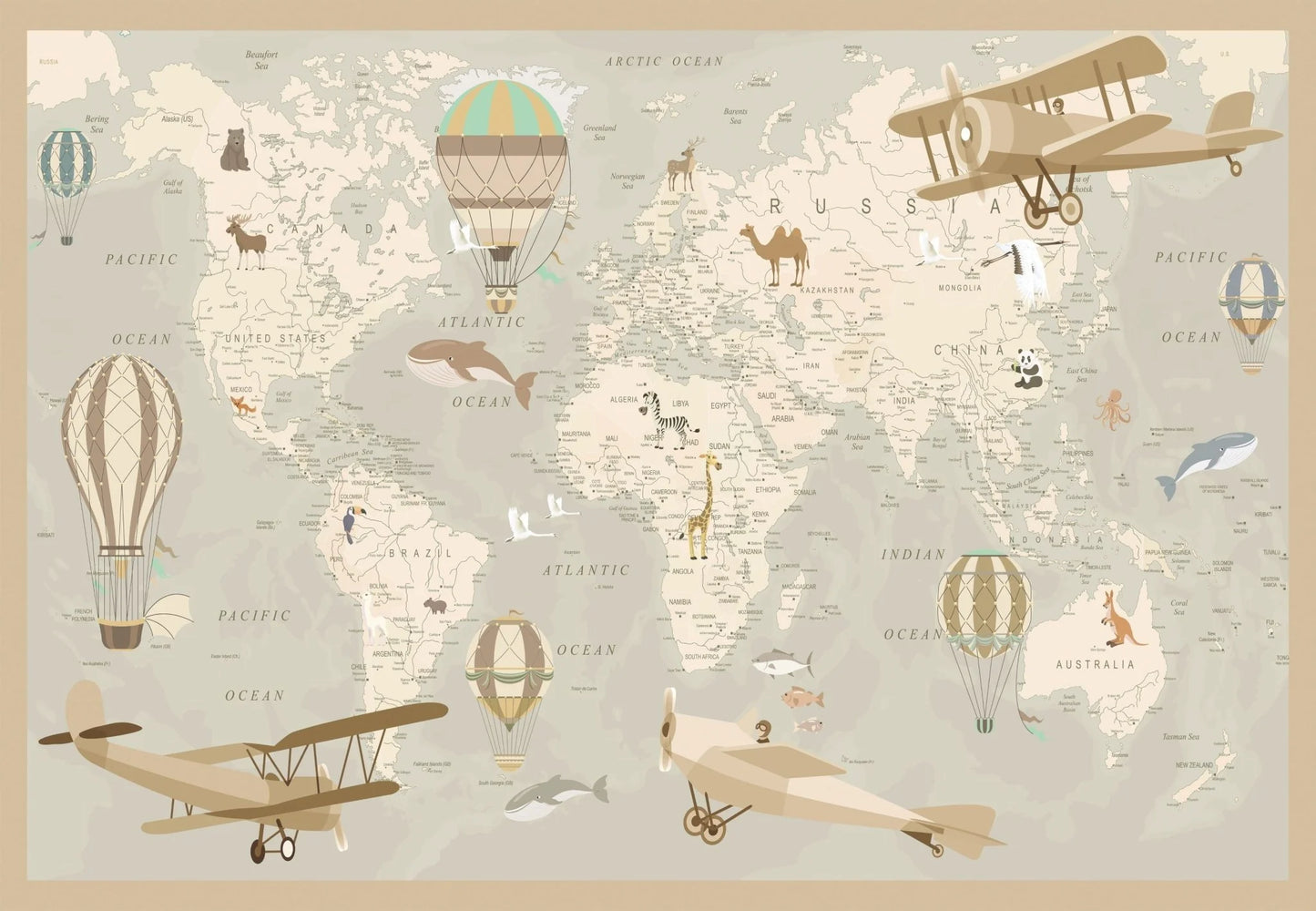 Kids Map of the World Peel and Stick Wall Mural