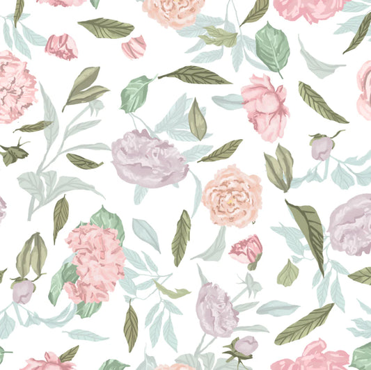 Milk And Peonies Peel and Stick Wallpaper