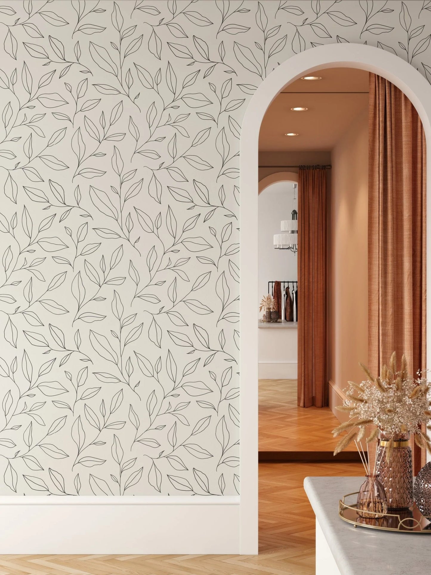 Minimal Floral Peel and Stick Wallpaper