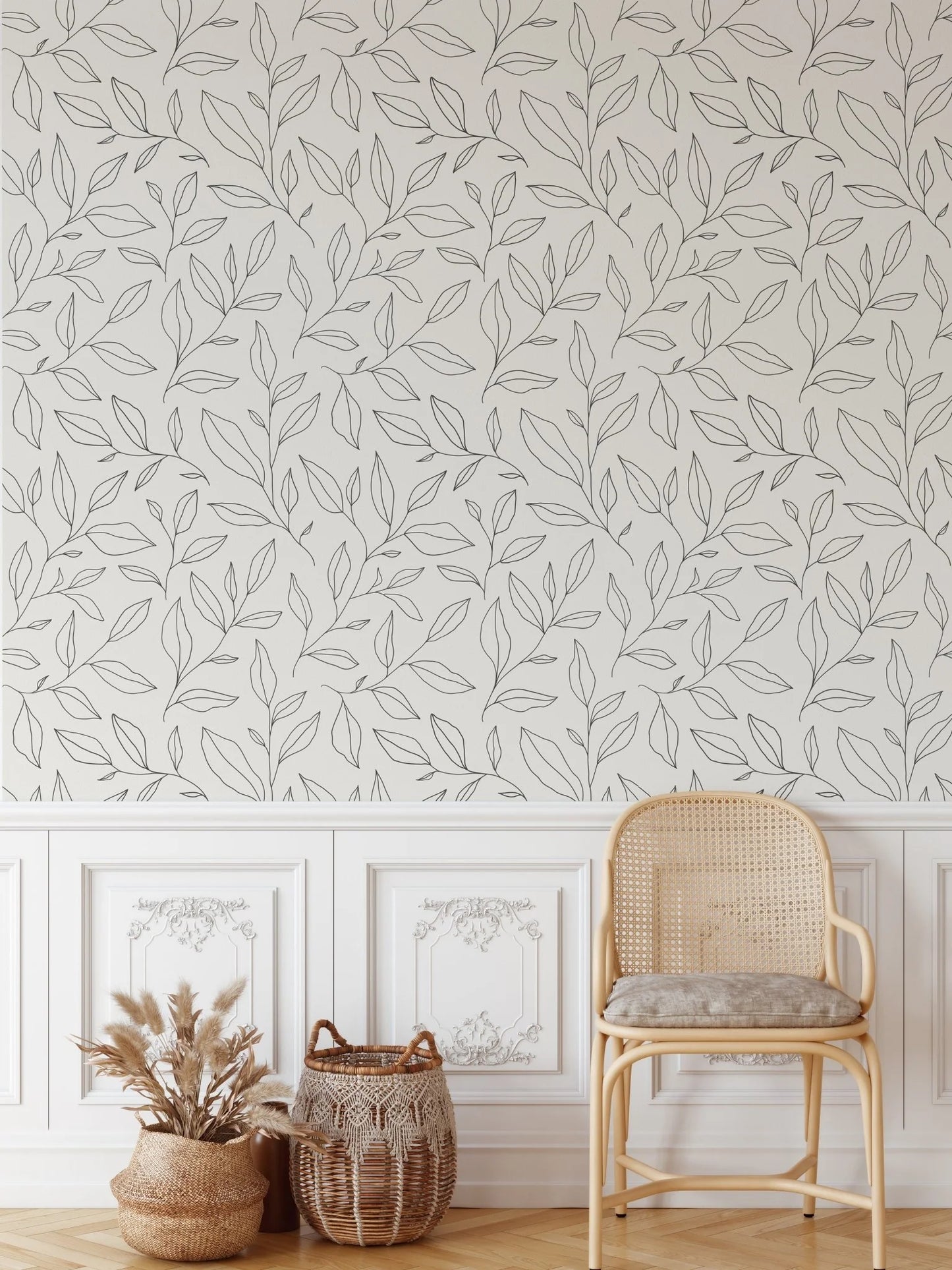 Minimal Floral Peel and Stick Wallpaper
