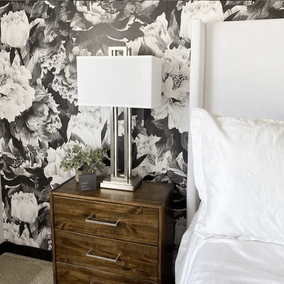Monochrome Floral Peel and Stick Wallpaper