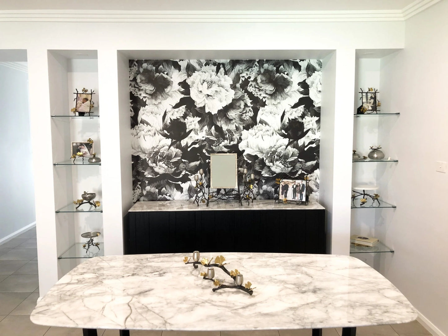 Monochrome Floral Peel and Stick Wallpaper
