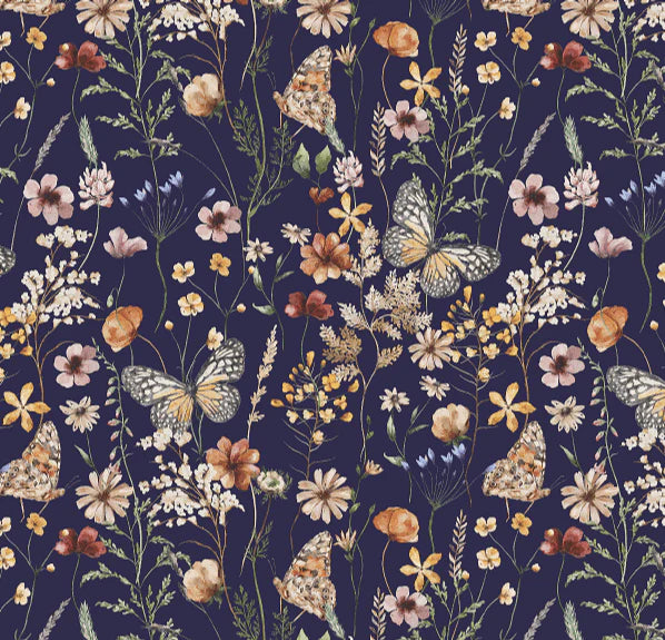 Navy Blue Butterfly Peel and Stick Wallpaper