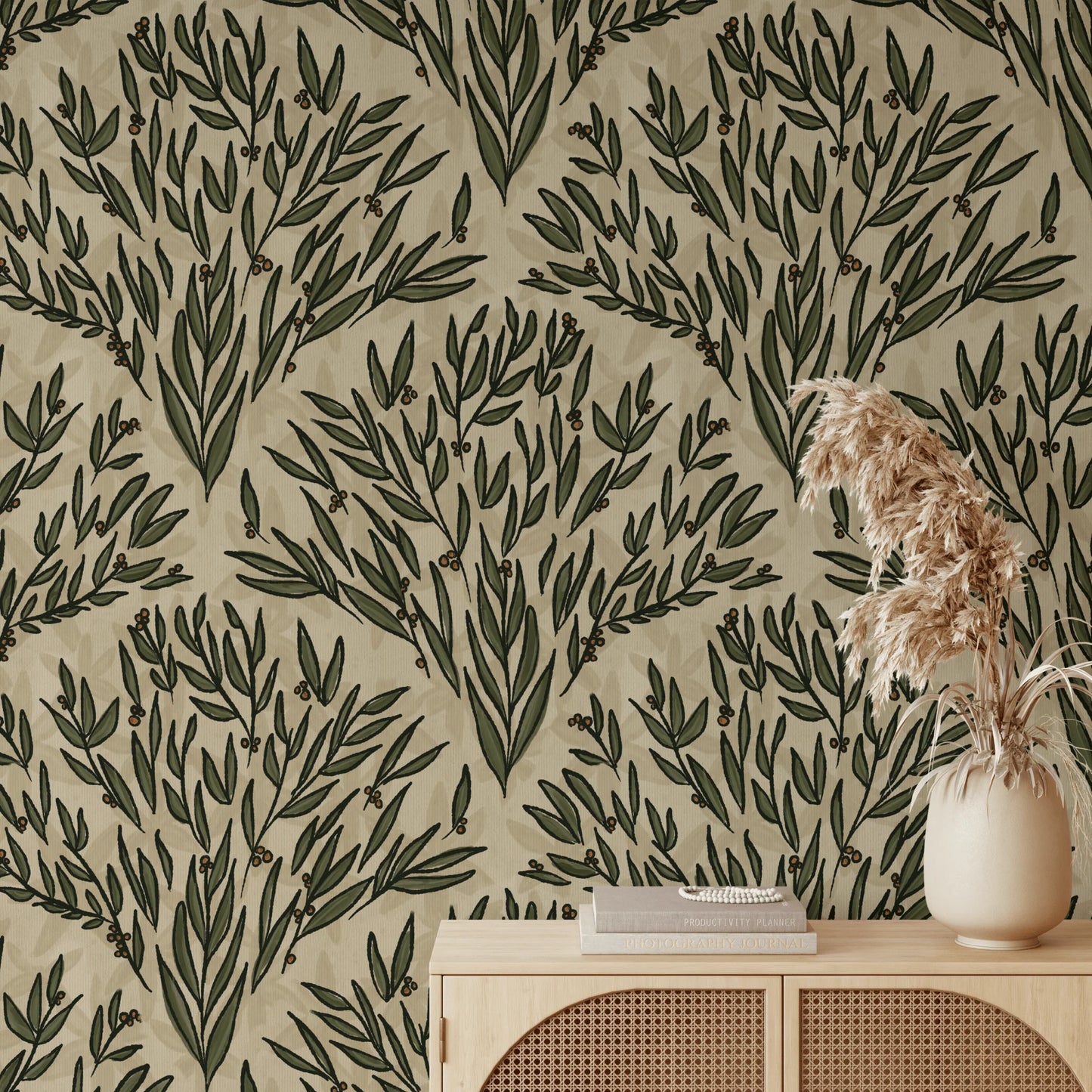 Olive Branch Wallpaper, Peel & Stick and Removable