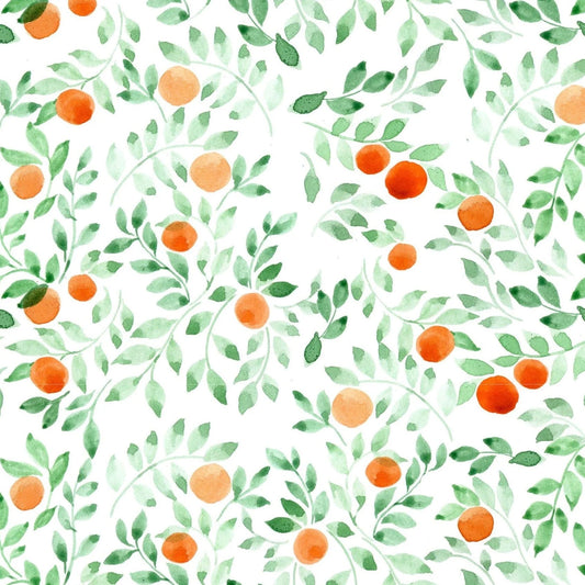 Orange Citrus and Leaves Removable Peel and Stick Wallpaper
