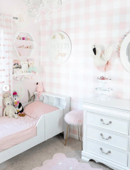 Pink Gingham Peel and Stick Wallpaper