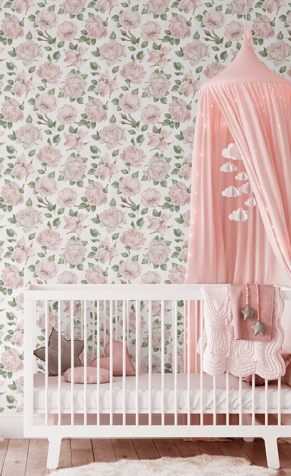 Pink Roses Peel and Stick Wallpaper