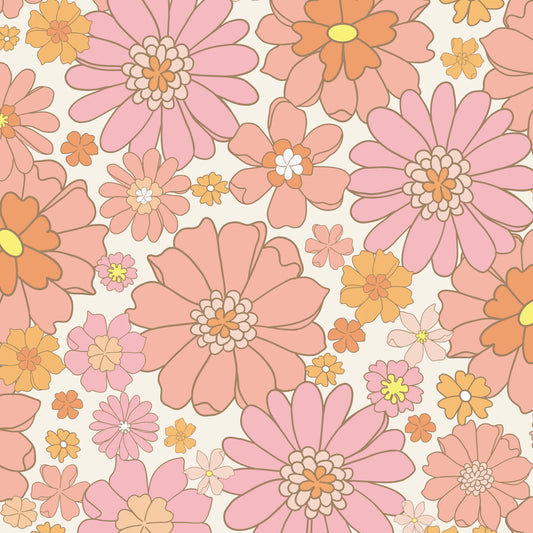 Retro Floral Peel and Stick Wallpaper