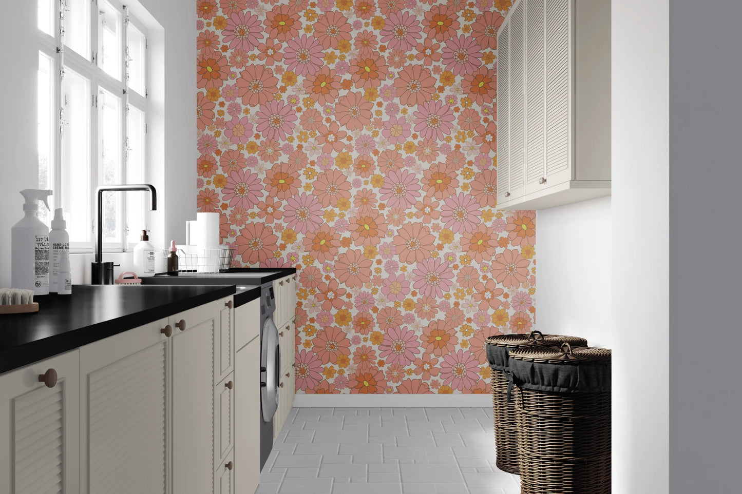 Retro Floral Peel and Stick Wallpaper