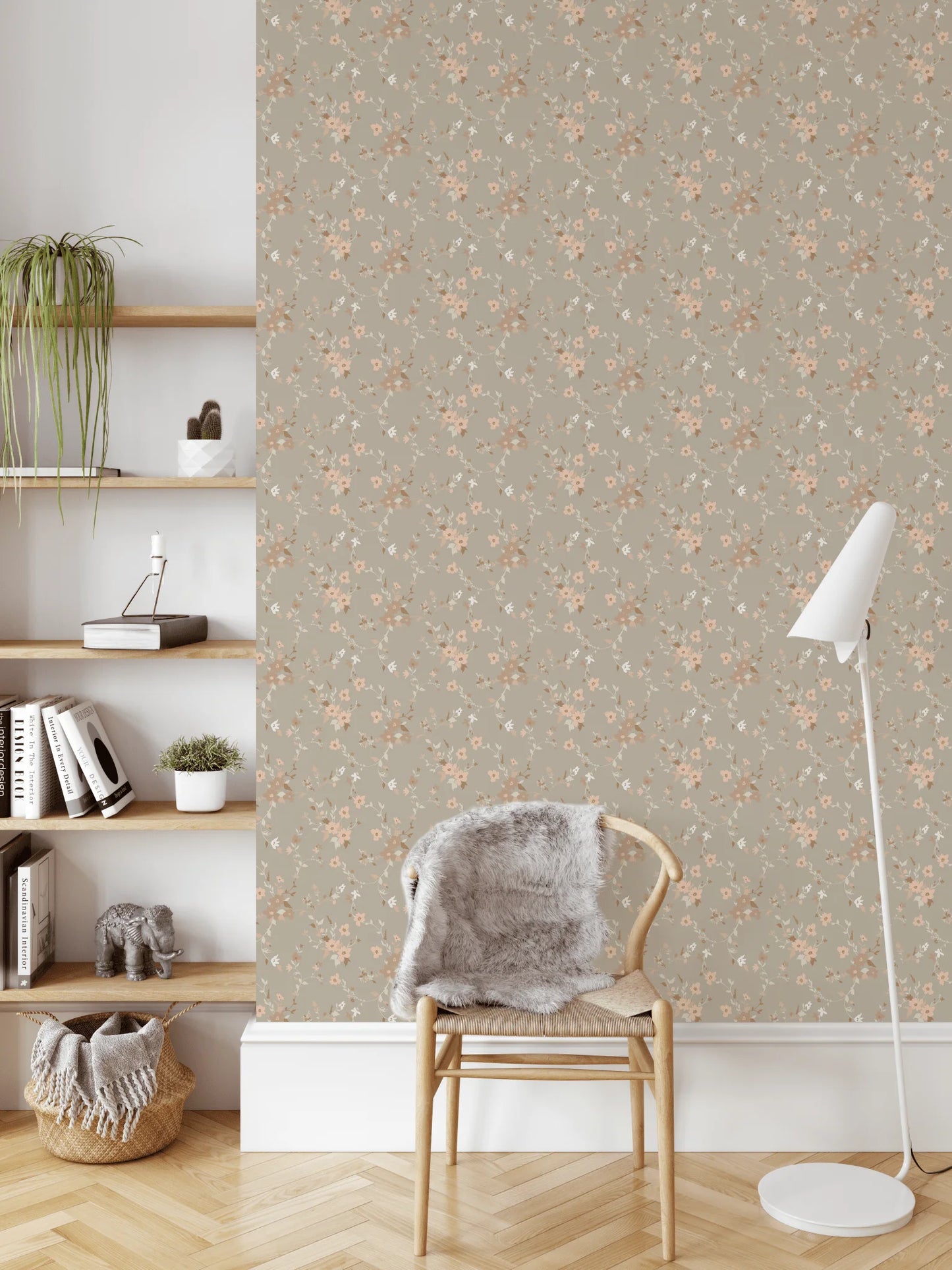 Rustic Floral Peel and Stick Wallpaper (Self-Adhesive)
