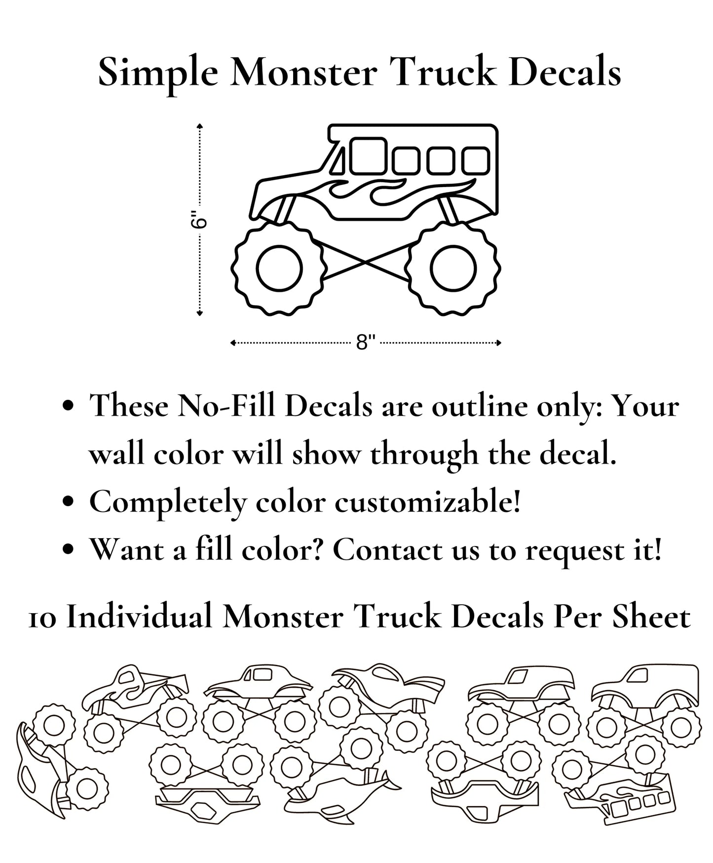 Simple Monster Truck Decals (Peel and Stick Decals)