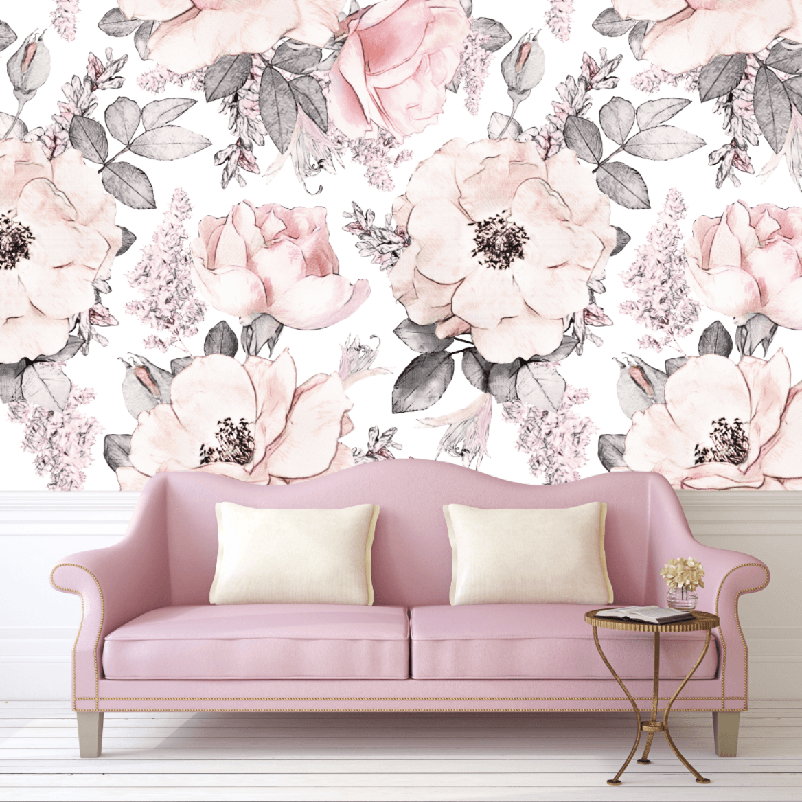Snowy Rose Peel and Stick Wallpaper