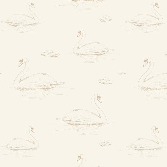 Swimming Swan Peel and Stick Removable Wallpaper