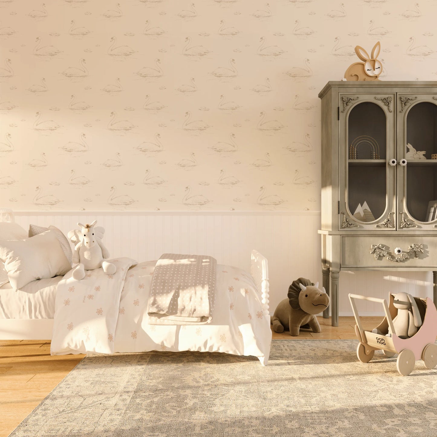 Swimming Swan Peel and Stick Removable Wallpaper