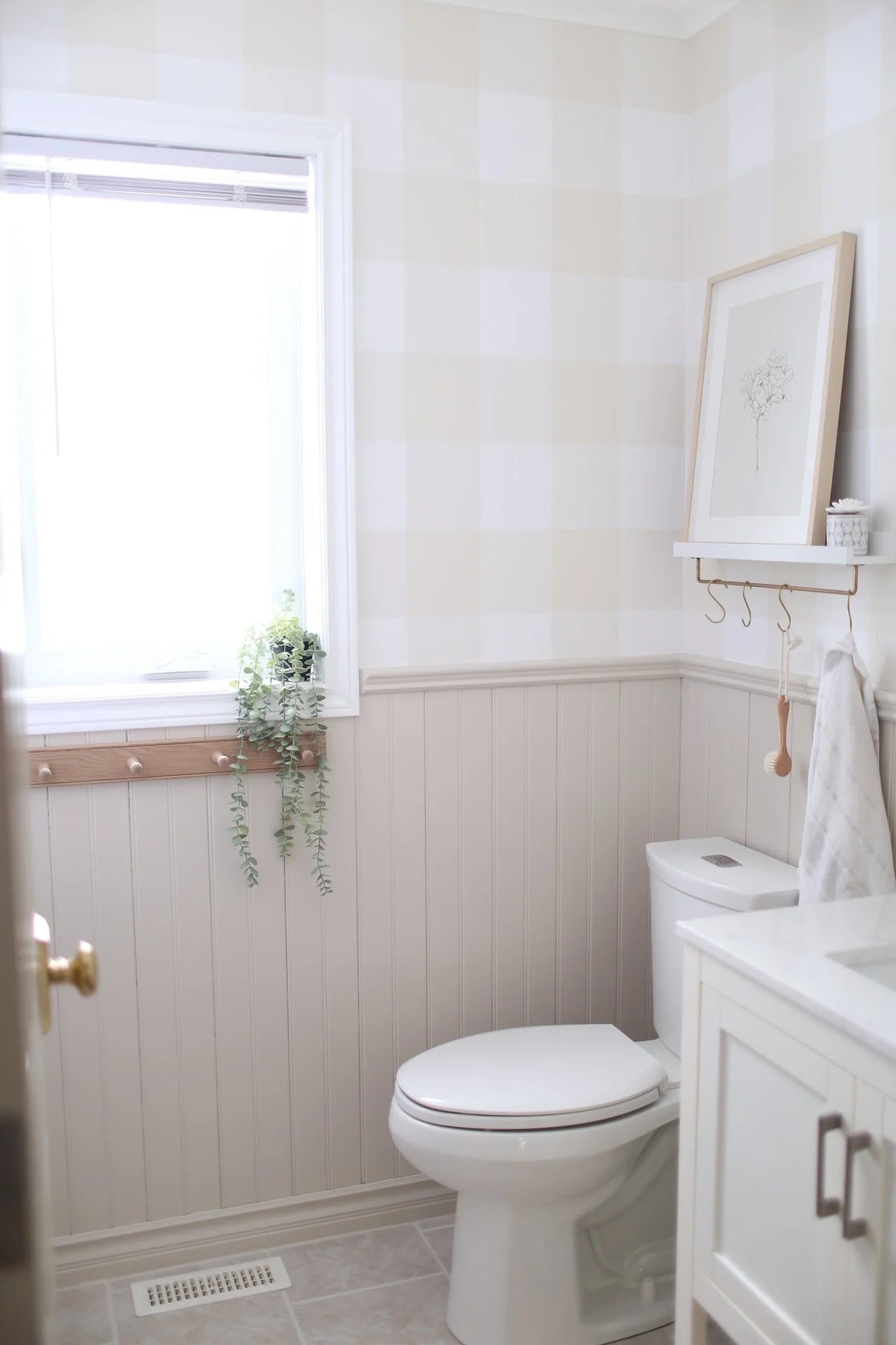 Tan Gingham Peel and Stick Wallpaper