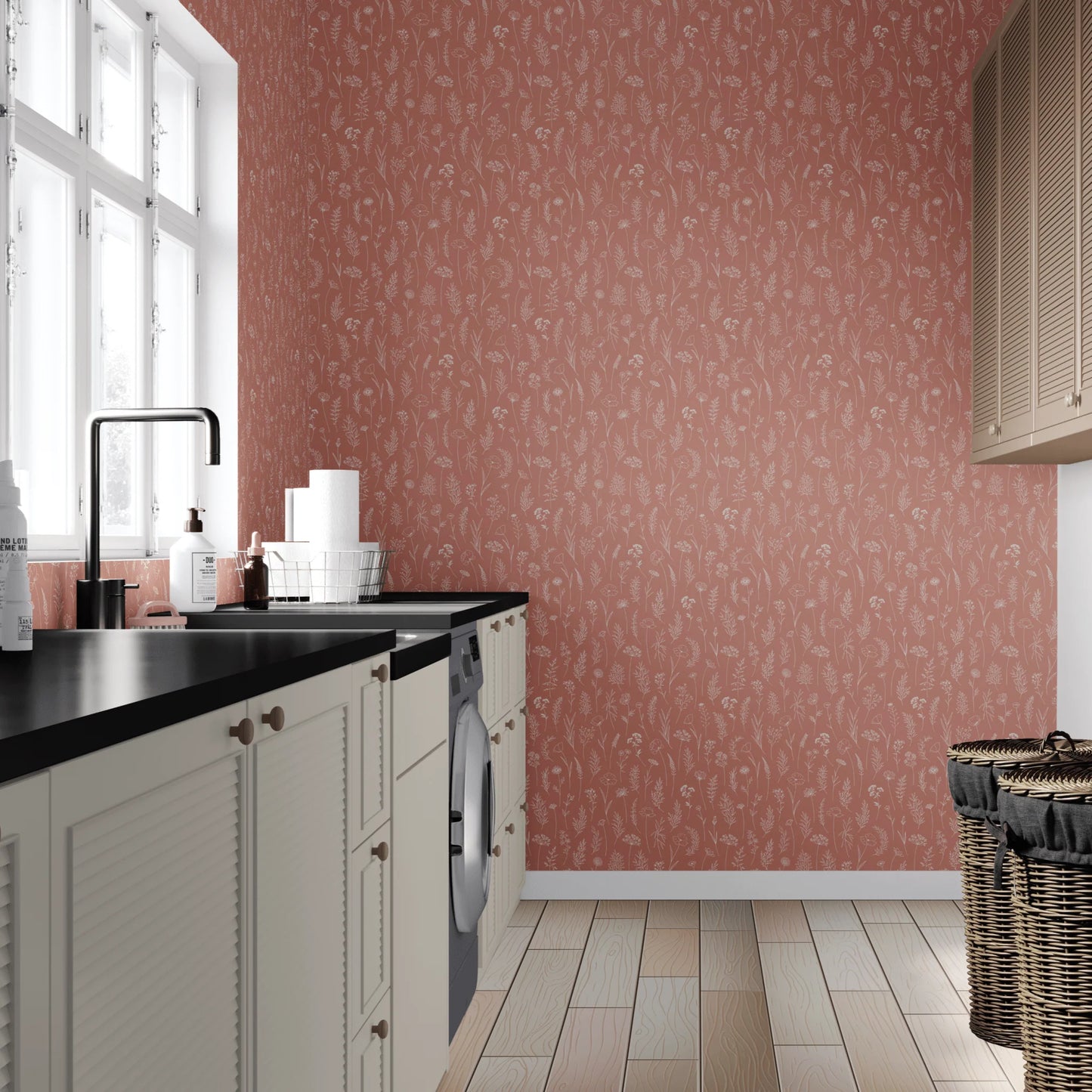 Terracotta Botany Peel and Stick Wallpaper
