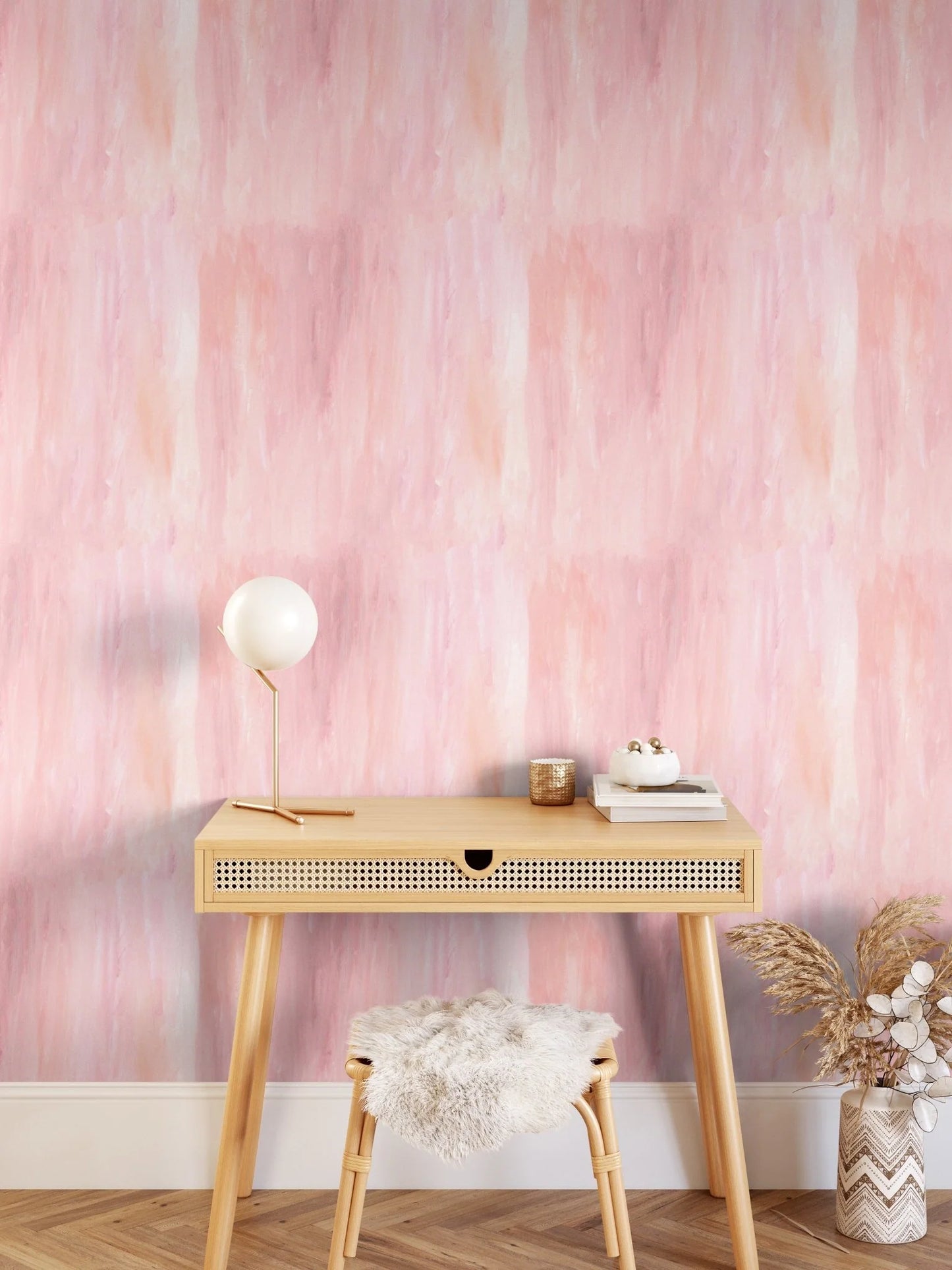Pink Wallpaper, Pink Watercolor Limewash