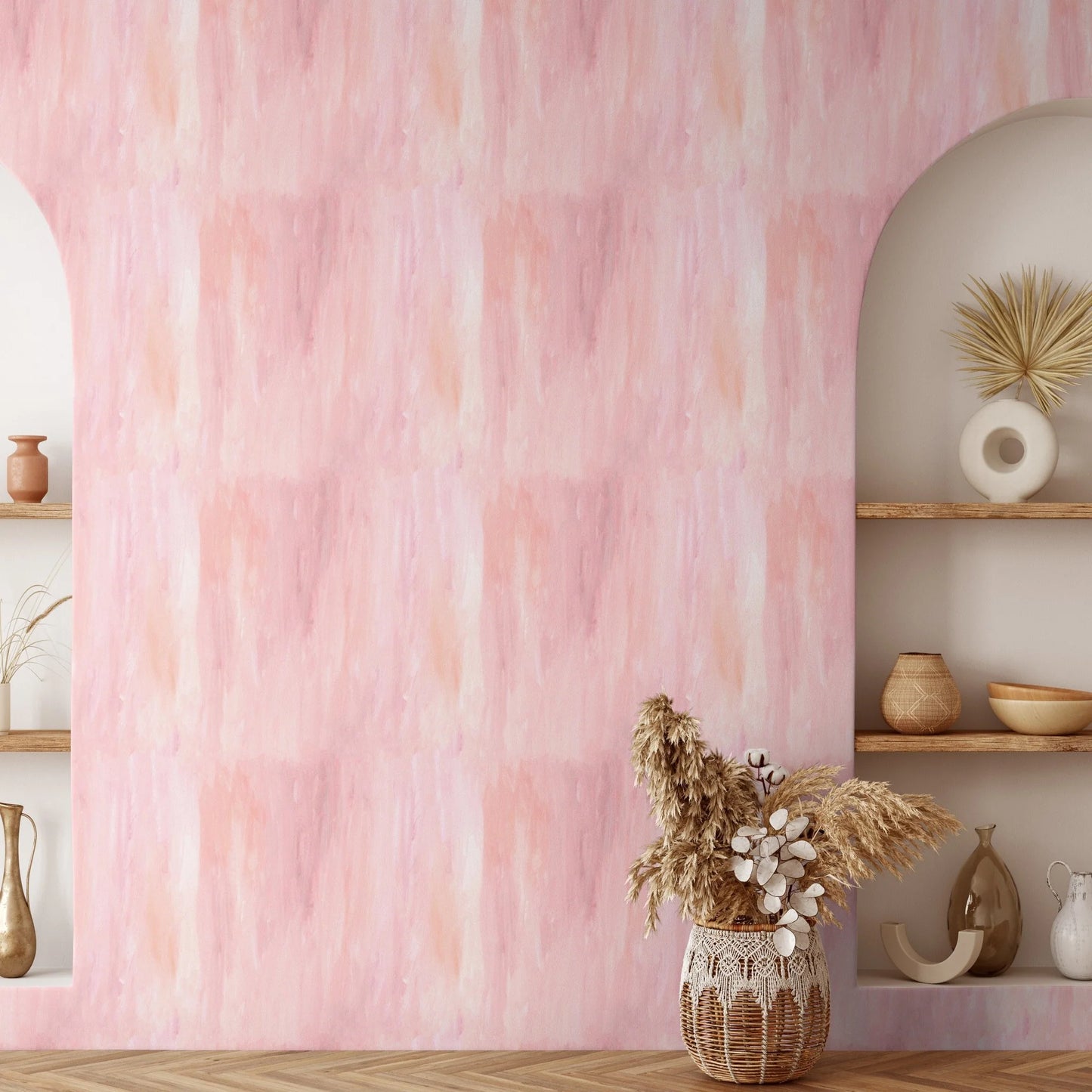 Pink Wallpaper, Pink Watercolor Limewash
