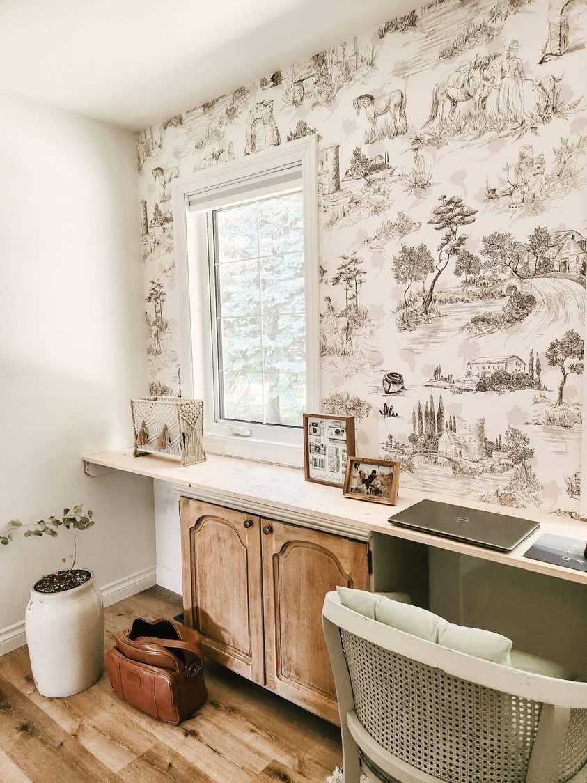 Toile de Jouy Peel and Stick Wallpaper