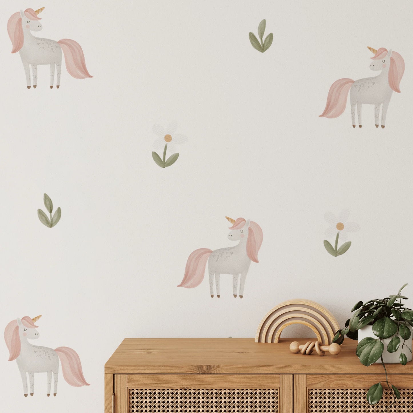 Unicorn Floral Wall Stickers