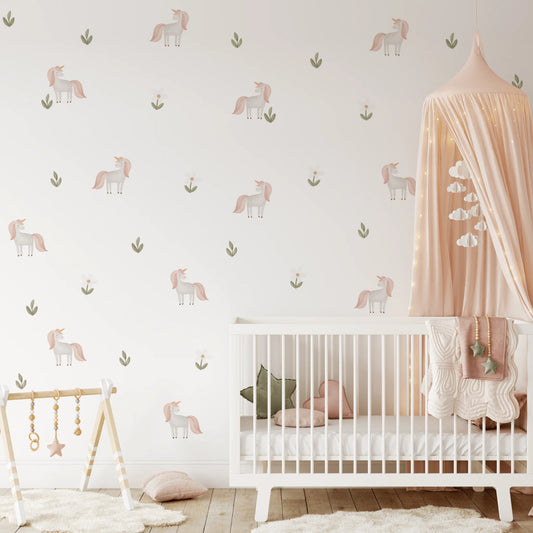 Unicorn Floral Wall Stickers