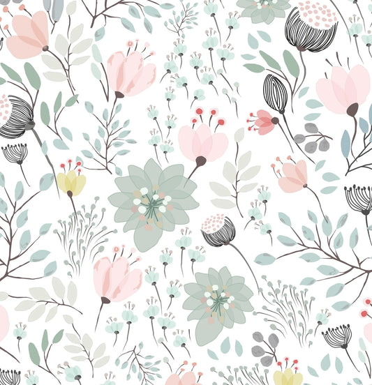 Watercolor Floral Removable Wallpaper (peel and stick)