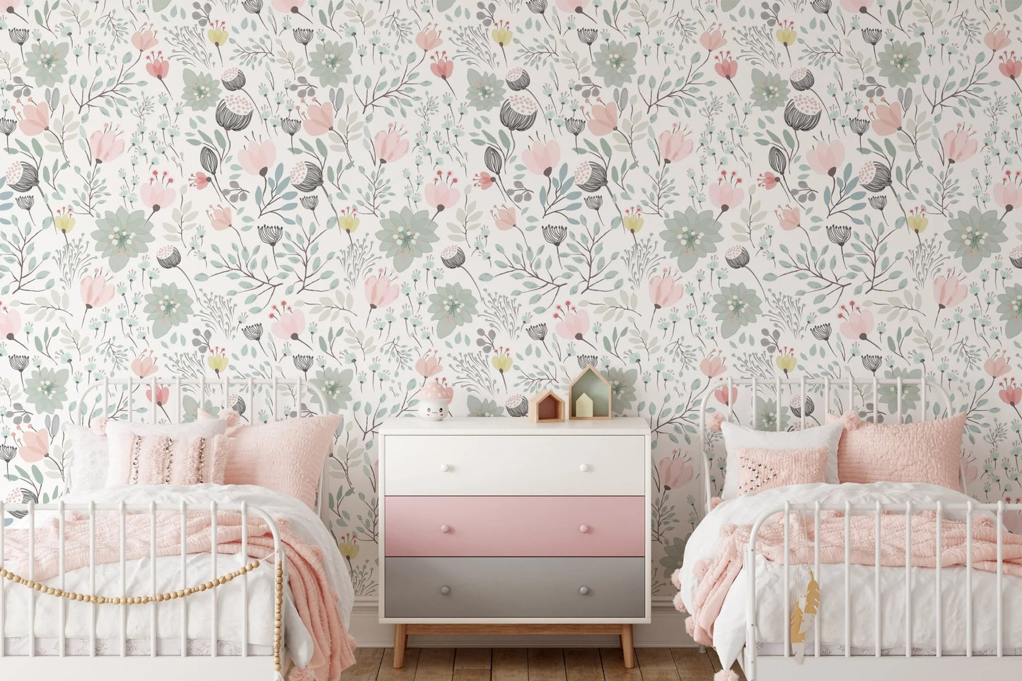 Watercolor Floral Removable Wallpaper (peel and stick)
