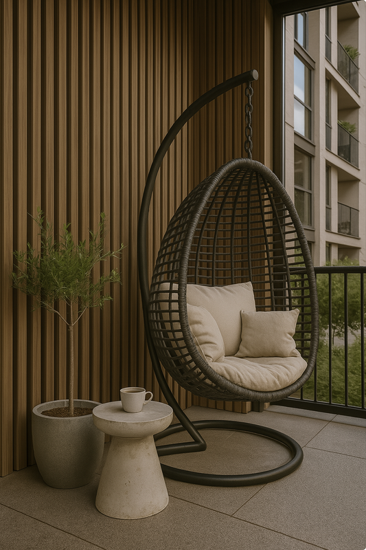 Vertical Slatted Wood Wallpaper for Cozy Outdoor Spaces