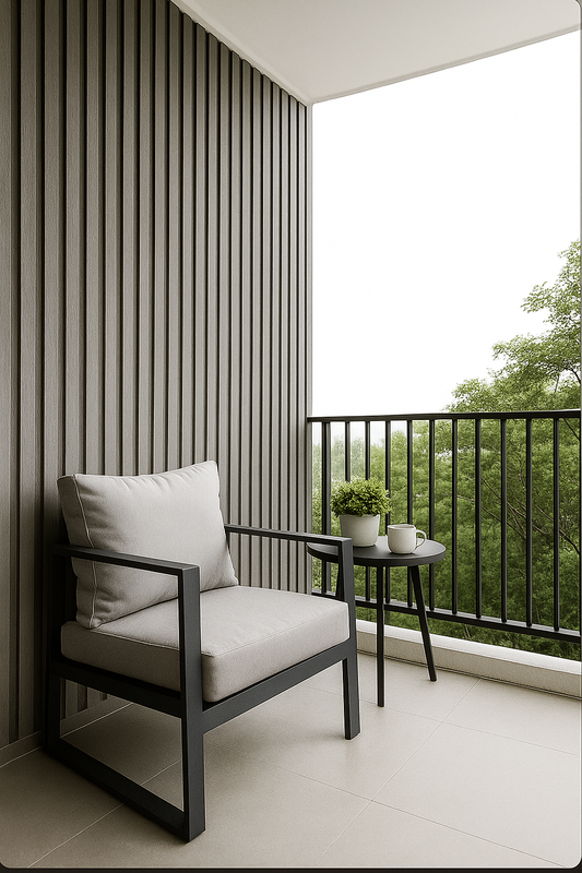 Slatted Wood Wallpaper for Modern Balconies