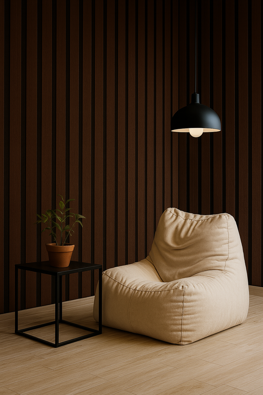 Dark Brown Vertical Slat Wallpaper